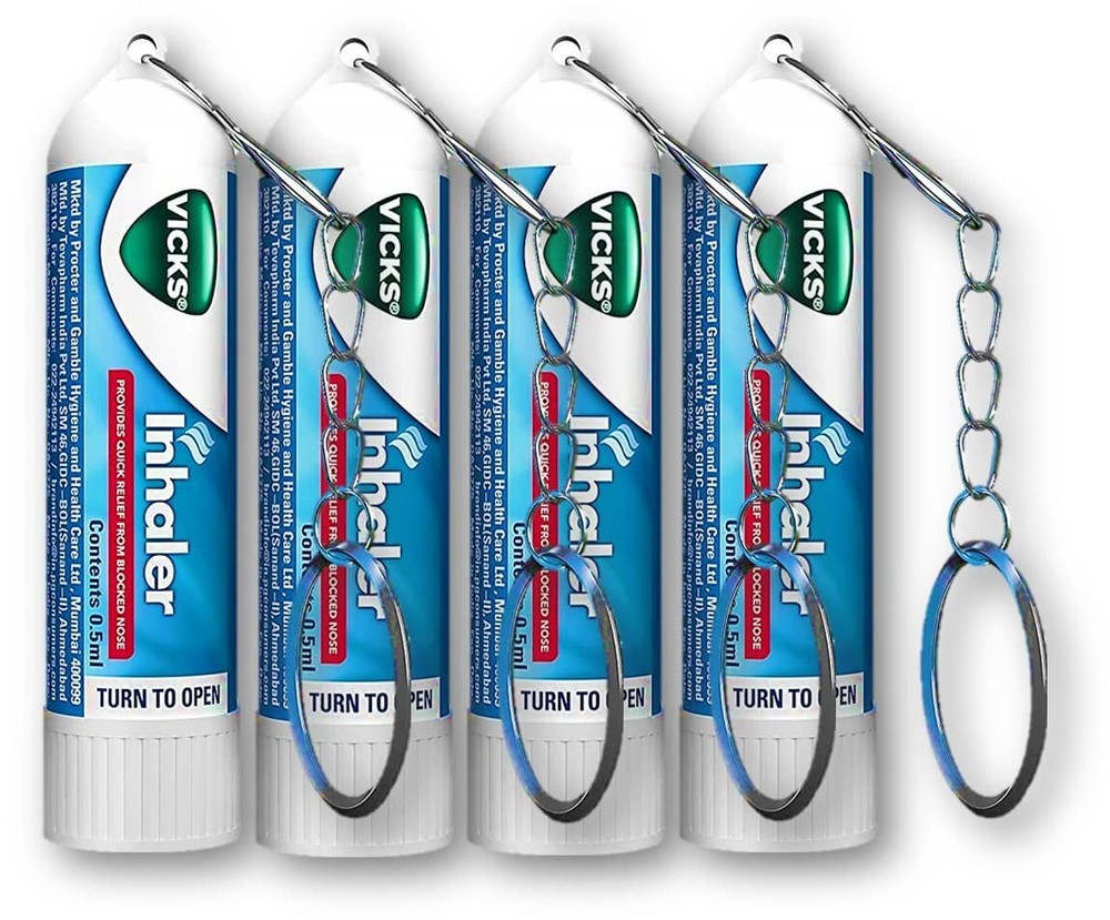 6-Piece Inhaler Keychain for Nasal Congestion & Cold Relief 0.5mL-image