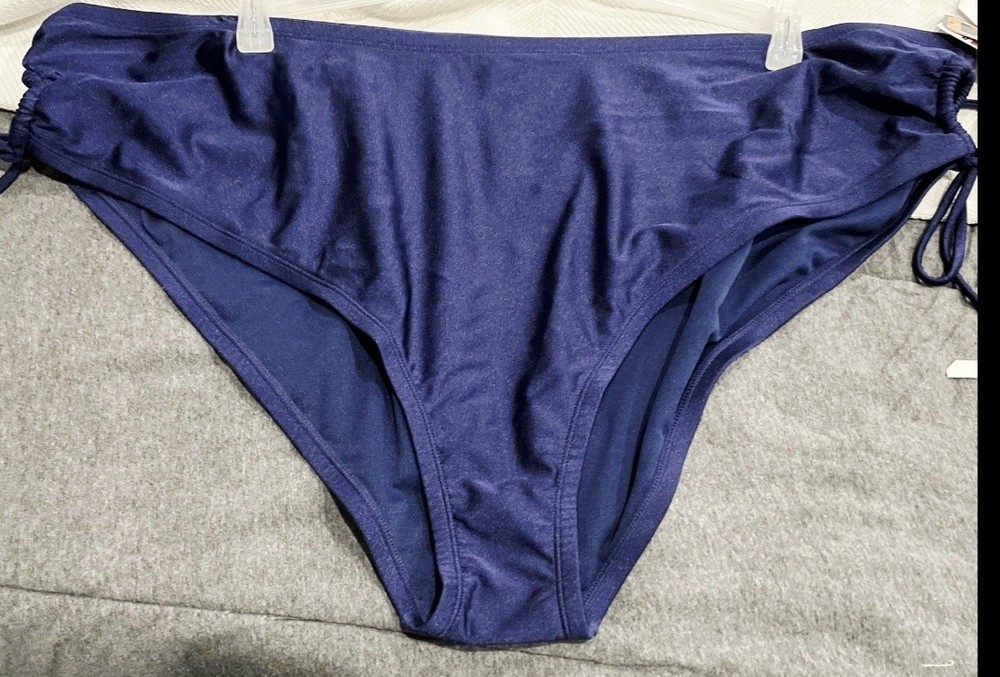 New Time & Tru Womens Ruched Bikini Swim Bottoms Size 1X(16-18W)