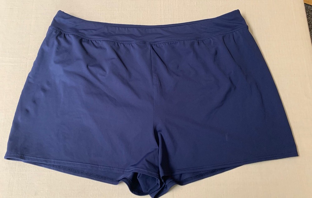 Lands End Navy Blue Swim Shorts Built In Brief Womens 20W