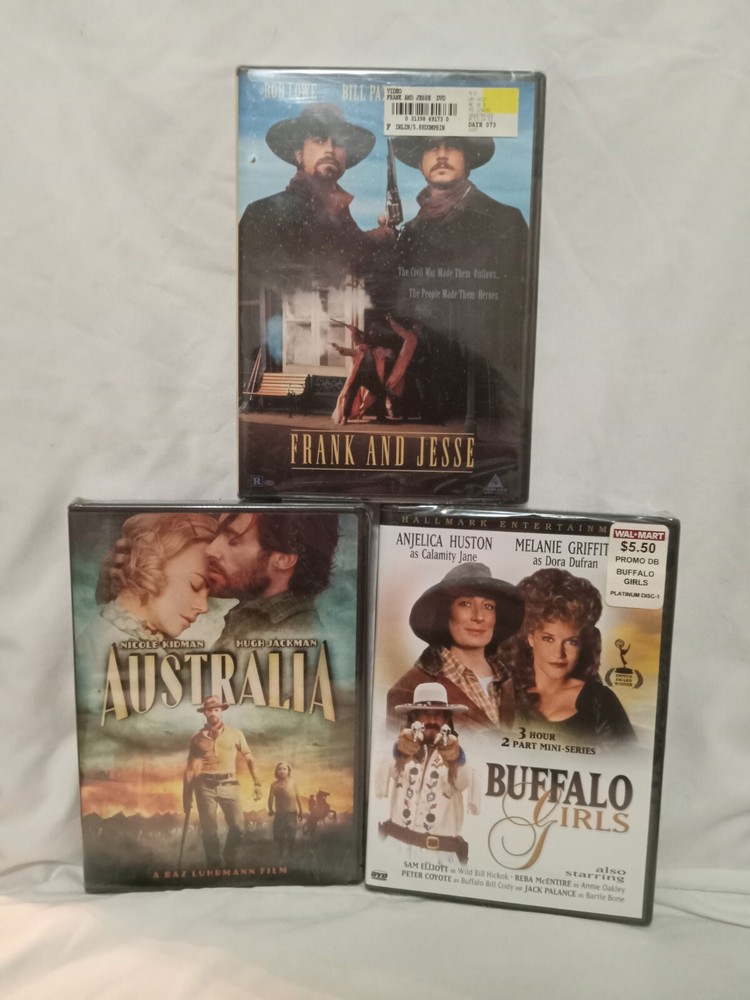 Lot Of 3 Dvd Modern Western Movies- Australia, Frank And Jessie, Buffalo Gals