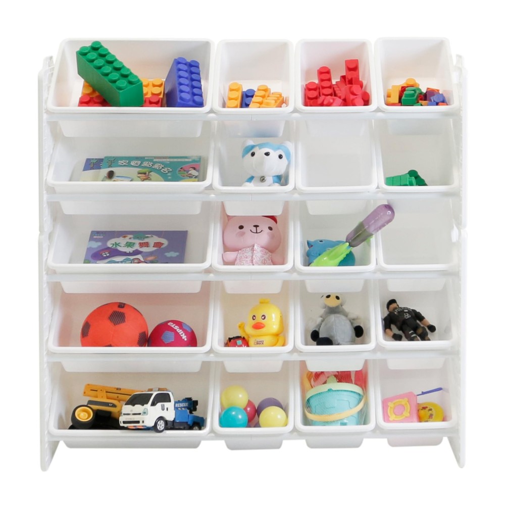 5-Tier Kids Toy Organizer with 20 Removable Bins & Reconfigurable Base - Multicolor Storage Shelf