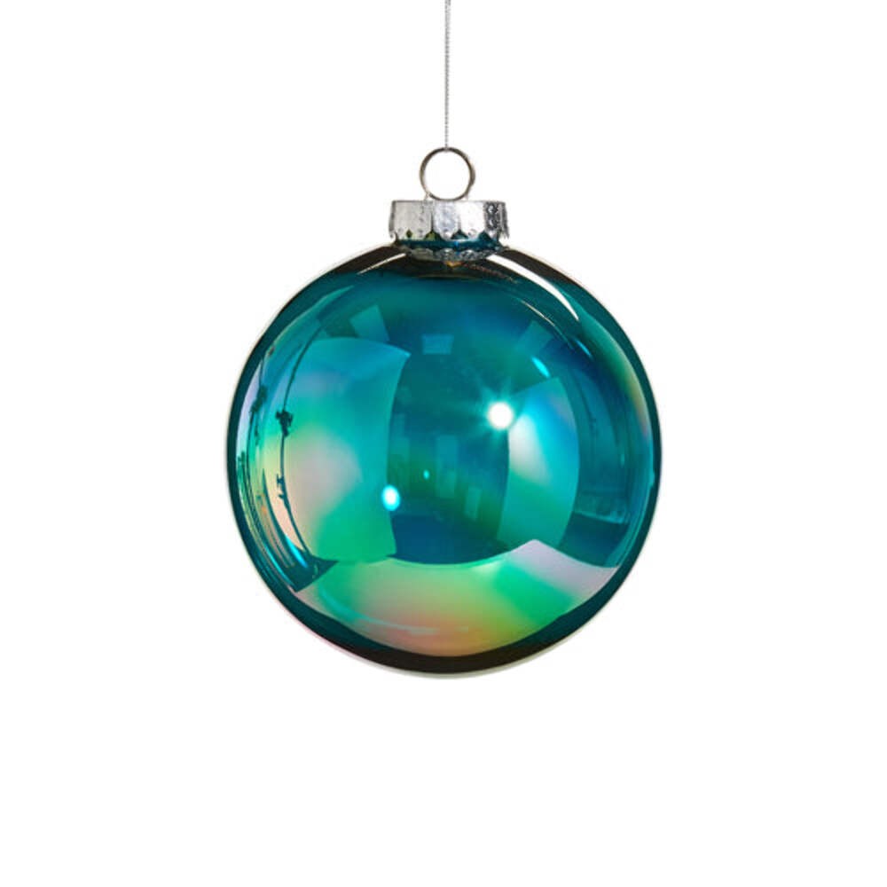 Shatterproof Seamless Bright Teal Iridescent Ball Ornament 6