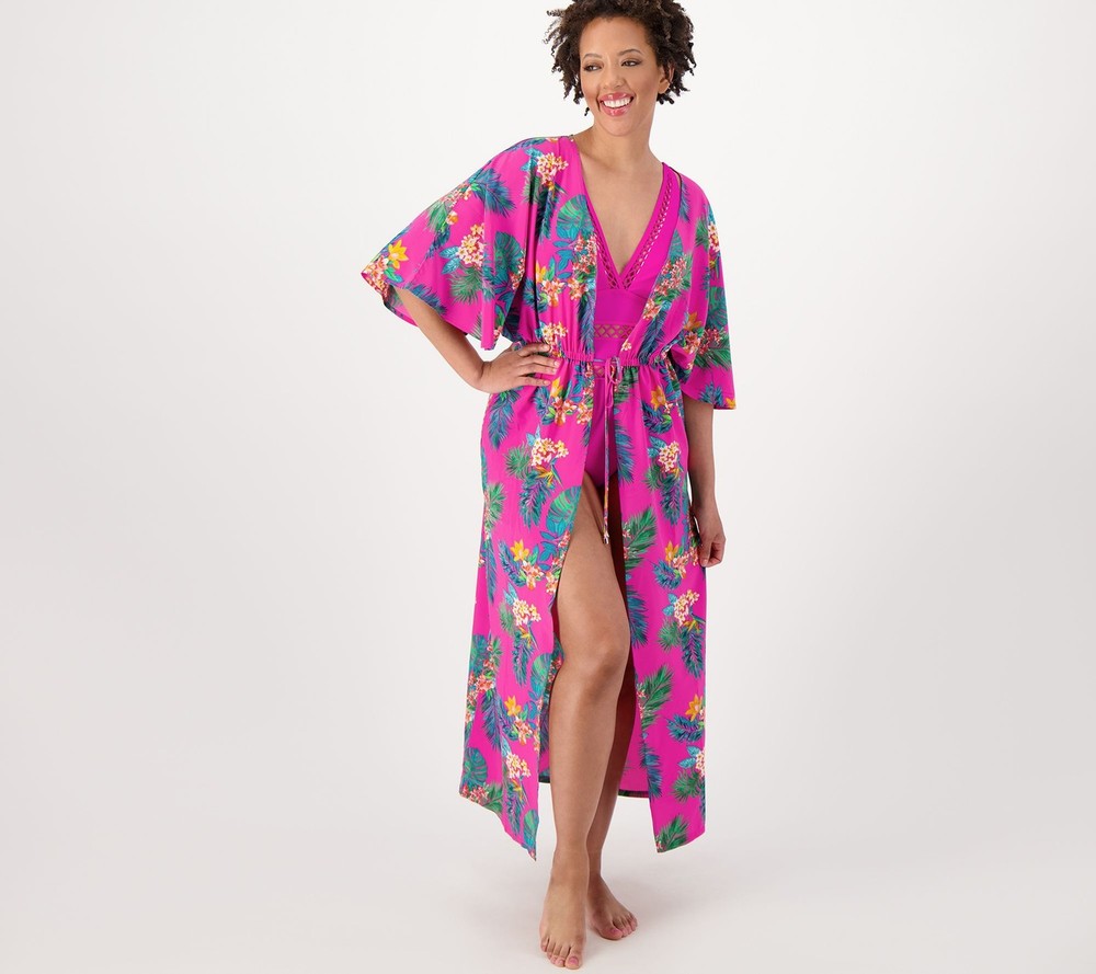 Belle by Kim Gravel Women's Petite Swimsuit PM Tie Front Multi-colored A594836