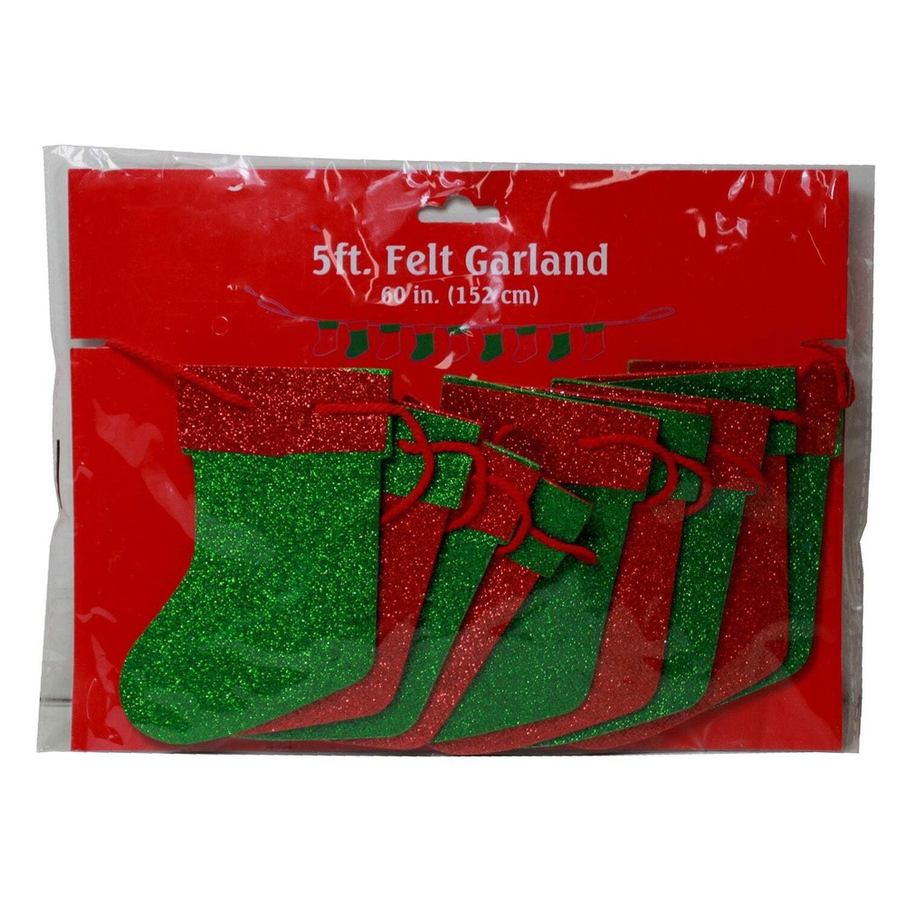 4698 - 5 Foot Christmas Garland with Stockings for Holiday Home Decor |Pod 2-48|