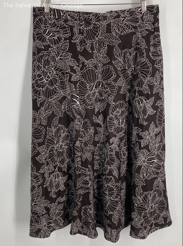 Jones New York Collection Womens Brown White Floral A-Line Skirt Size 12