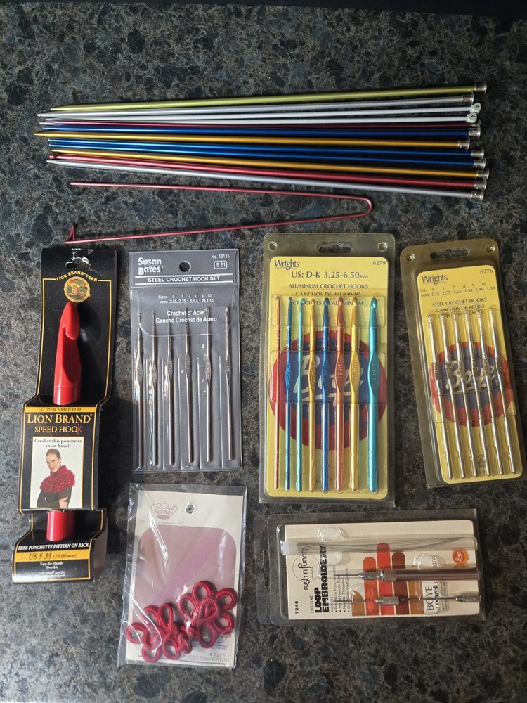 Vintage Knitting Needles and Crochet Hooks Assorted Lot