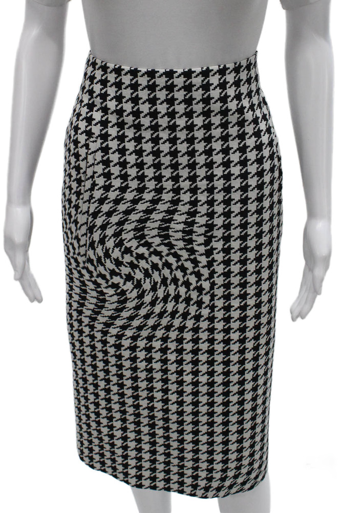 Off White Womens Straight Pencil Virgin Wool Check Knee Skirt Zip Size 40Free Shipping in US $100+ Orders | $6.95 Orders Below