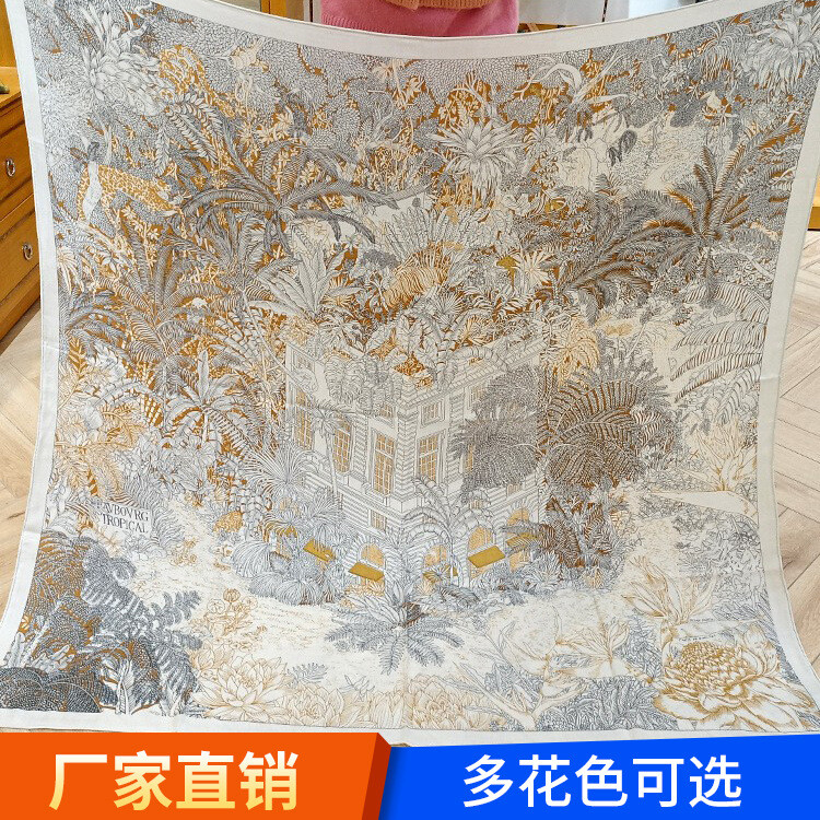 70% cashmere 30% silk tropical rain forest printed square scarf shawl 135cm 53