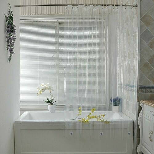 Clear Solid Waterproof Shower Curtain Liner with Hooks 72