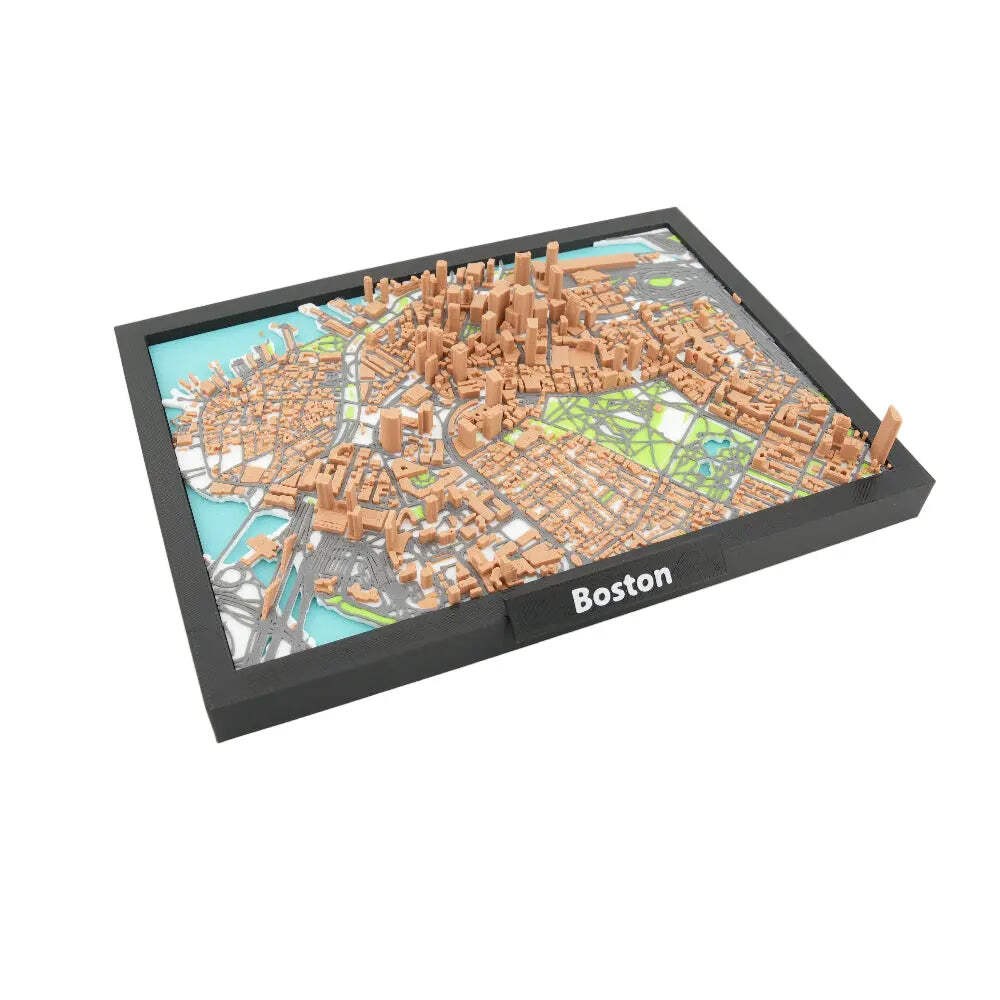 Boston 3D Miniature City Model Map - Desktop Display Cityscape with Detailed Bui