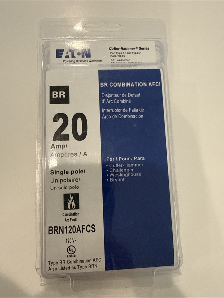 Eaton 20 Amp 120-Volt, Single-Pole AFCI Circuit Breaker Type BR Pigtail Neutral