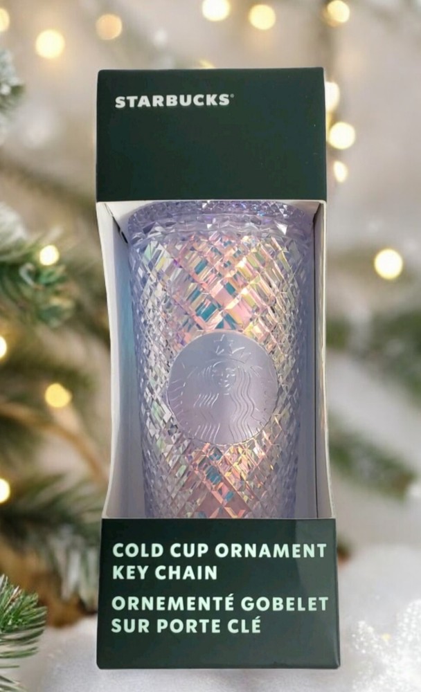 Starbucks Mini Cold Cup Key Chain Iridescent Ornament Holiday '22 Christmas Gift-image