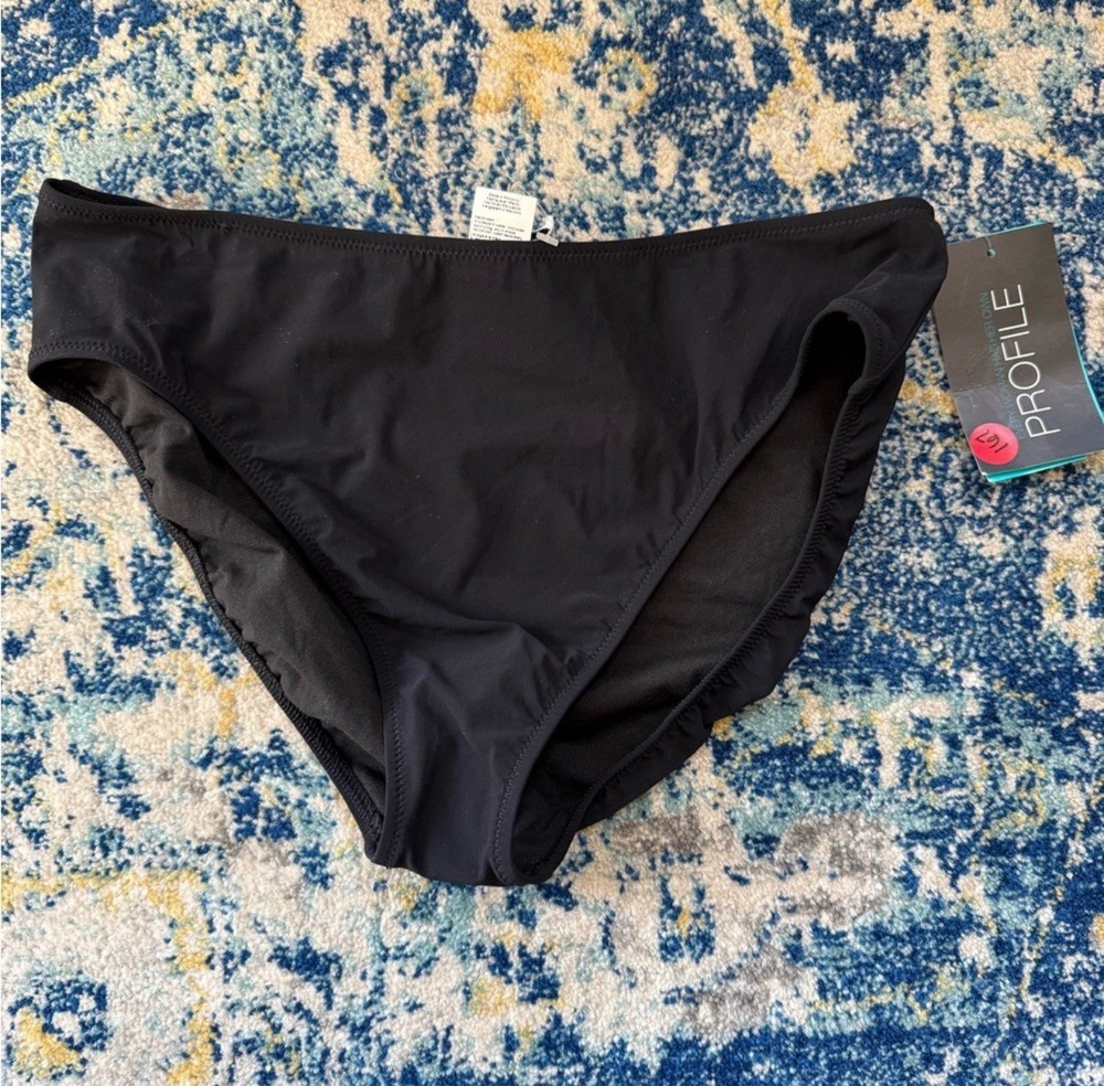 NWT Profile by Gottex Black Bikini Bottoms Size 14