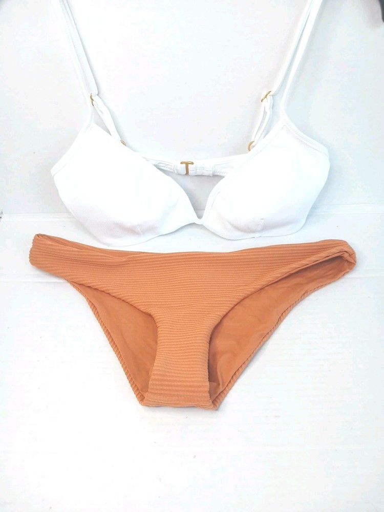 L*Space Bikini SET Helena Top & Sandy Bottom Sz L White/Clay Bathing Suit