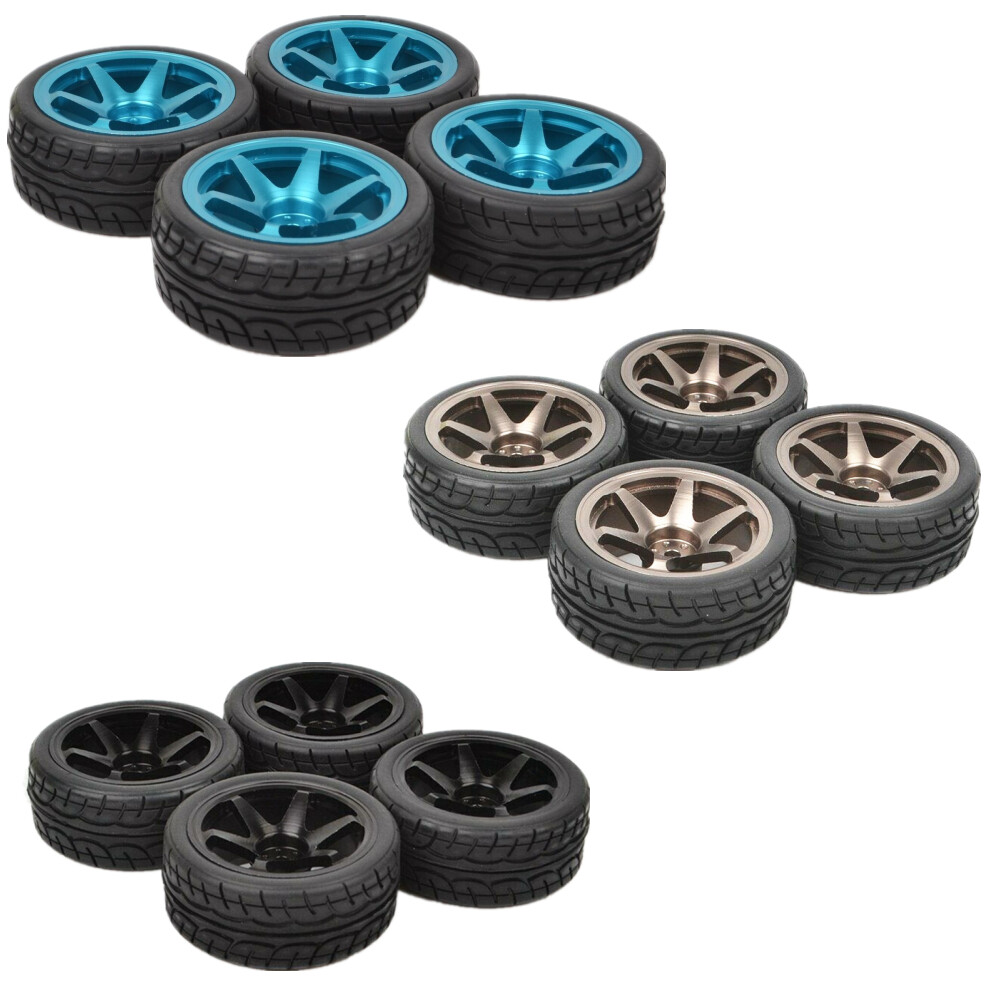 1/10 Scale RC Road Car Wheel Rim Tire Set for Redcat HPI HSP Tamiya TT01 TT02