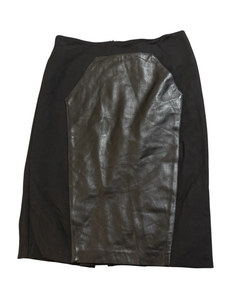 Anthropologie Eva Franco Black Leather Pencil Skirt Size 4 Professional