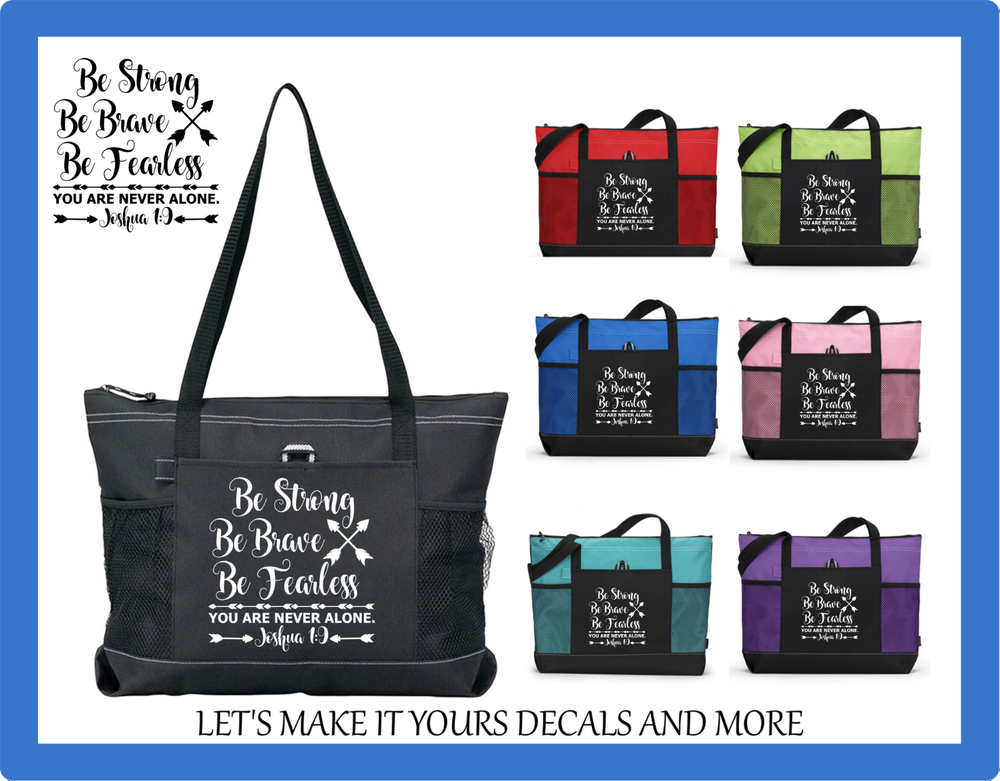 BE STRONG BRAVE FEARLESS RELIGIOUS VERSE INSPIRATIONAL TOTE BAG PURSE ARROWS