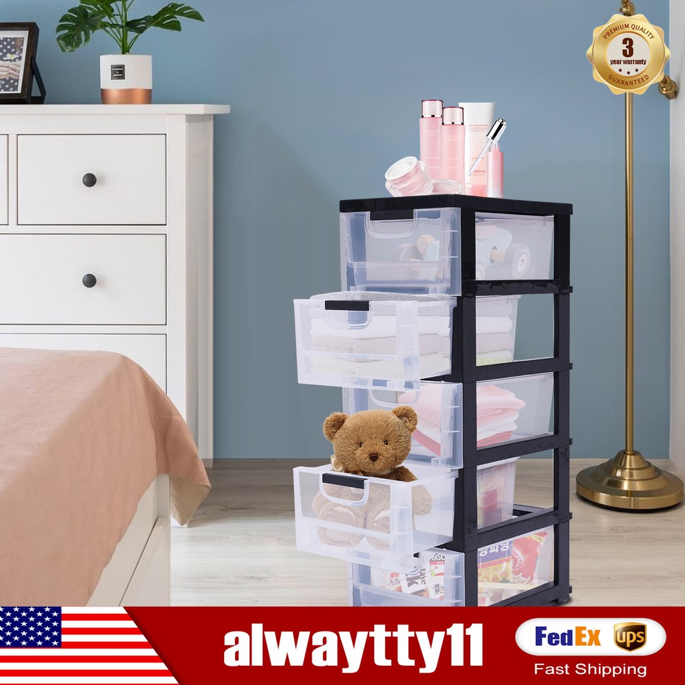 PP Plastic Storage Cabinet 5 Drawers Stackable Clothes Storage Box Organizer HOT