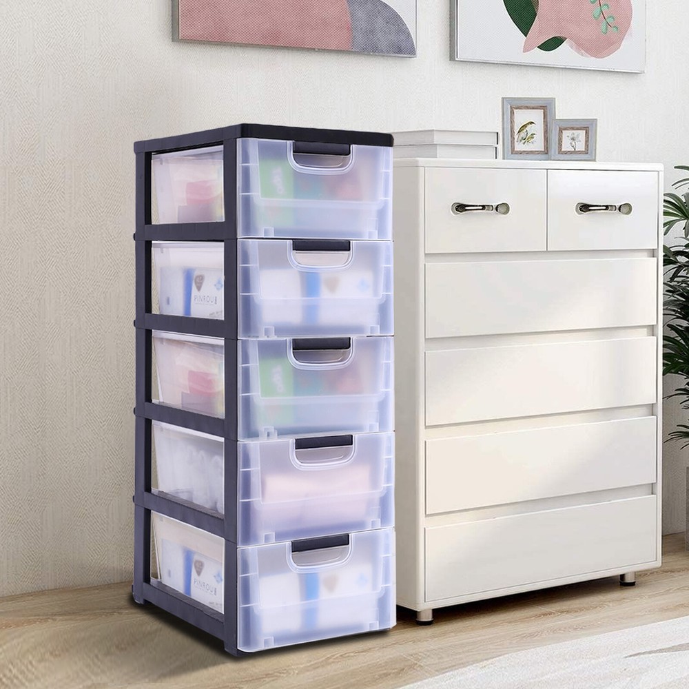 PP Plastic Storage Cabinet 5 Drawers Stackable Clothes Storage Box Organizer HOT