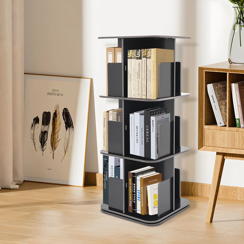 360° Rotating Freestanding Display Rack Stand Bookshelf Bookcase Storage Shelf