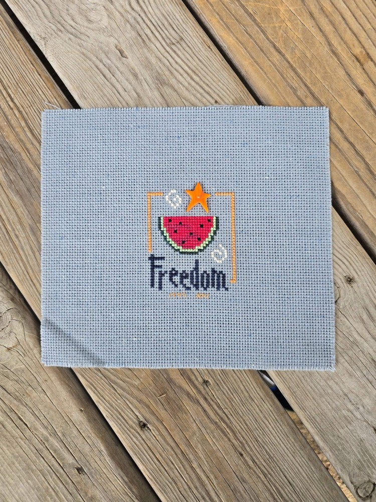 Lizzie Kate - Flip-It-Stamp July (Freedom - Red Watermelon) - Completed Cross St