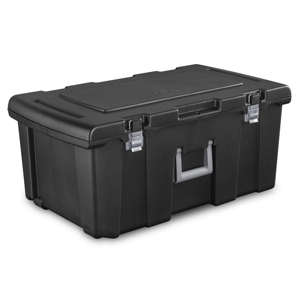 Footlocker Plastic Adult Storage Boxes Organizer Container Bin Lockable Black