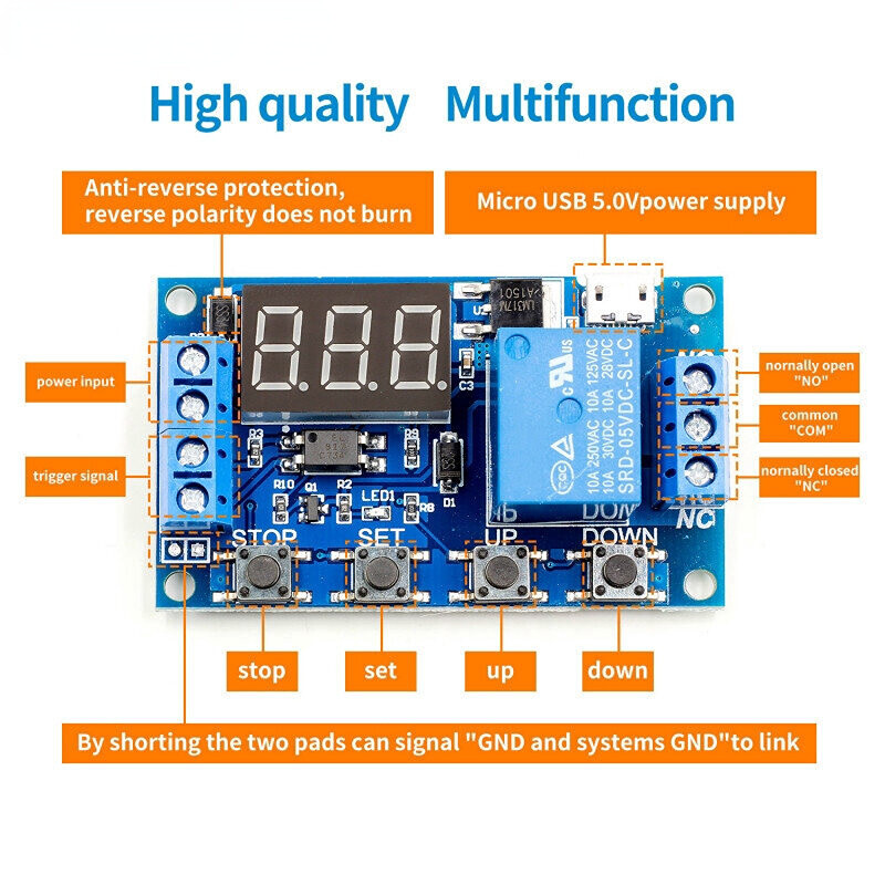 DC 6-30V Time Delay Relay Trigger Cycle Timer Delay Switch Circuit Board Timing