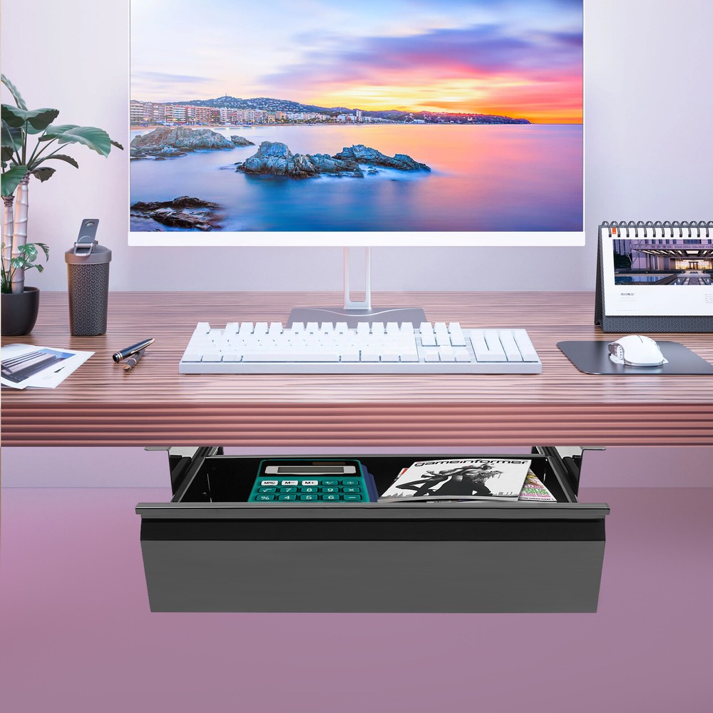 Under Desk Mounted Sliding Pull-out Drawer Under Desk Storage Organizer