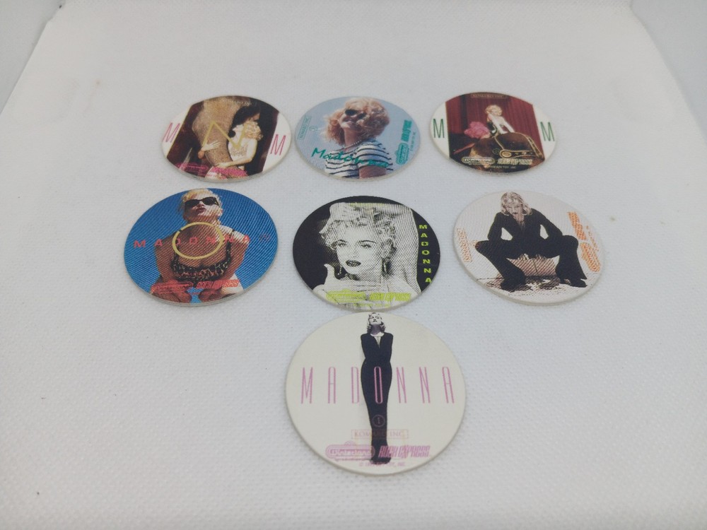 Vintage Lot Of 6 Pogs Madonna Retro Game Milk Caps 90s