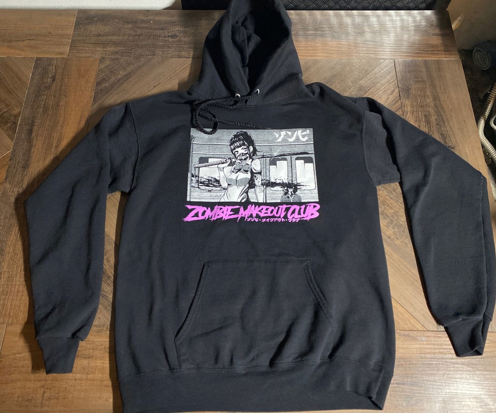 Hot Topic Zombie Makeout Club Graphic Black Pullover Hoodie Medium  -image