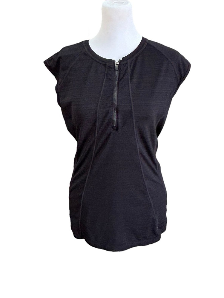 Women’s Athleta 1/4 Zip Black Swim shirt Back Pocket M