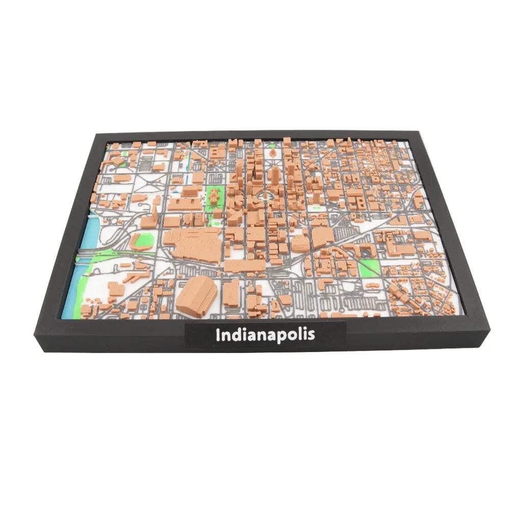 Indianapolis 3D City Map Model - Framed Miniature Downtown Skyline | Detailed To
