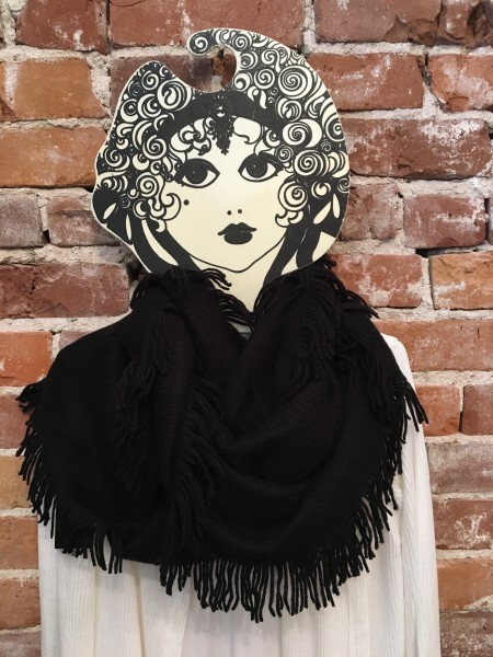 INC Black Brushed Knit Soft Infinity Scarf One Size
