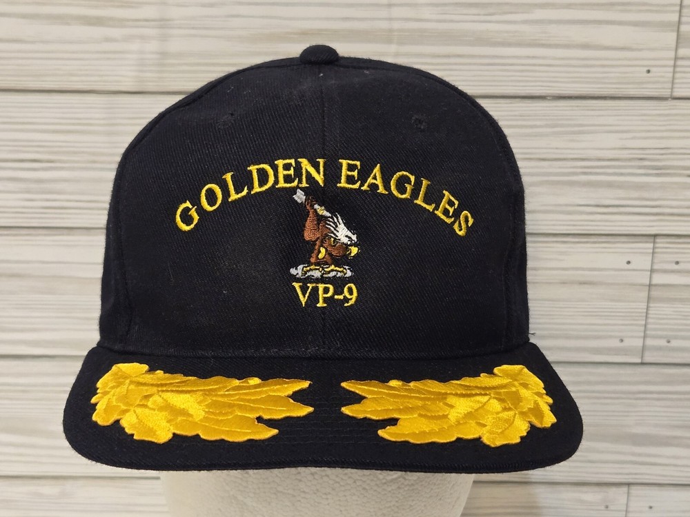 Golden Eagles VP-9 Hat US Navy Snapback Cap Officer Pilot USN Blue Squadron