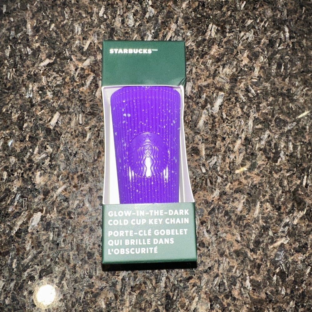 Starbucks 2024 Cold Cup Key Chain Halloween Glow in the Dark Purple Splatter NEW-image