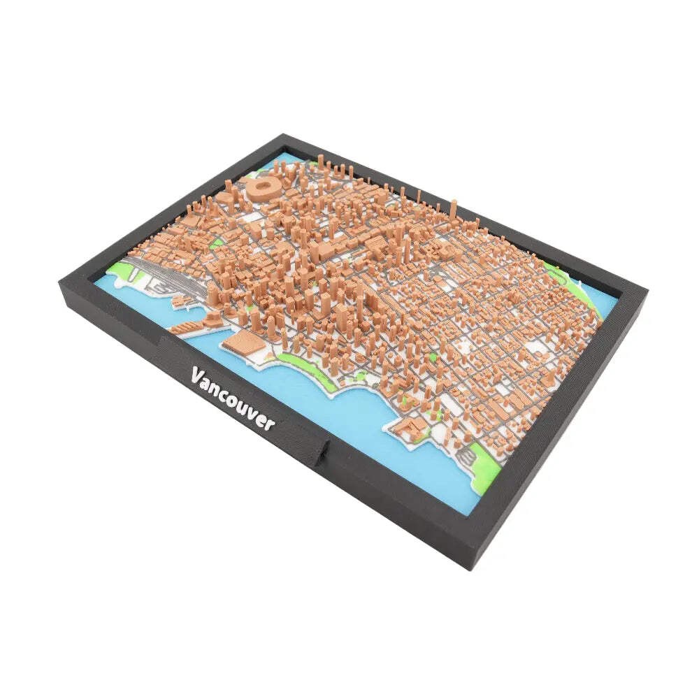 Vancouver 3D Miniature City Map Model in Framed Display - Detailed Downtown Peni