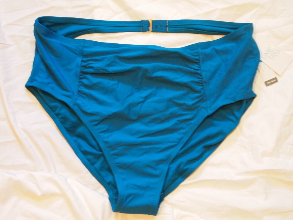 Time and Tru Women's High Waist Bottom Swimwear Swimsuit Green Size L 12-14