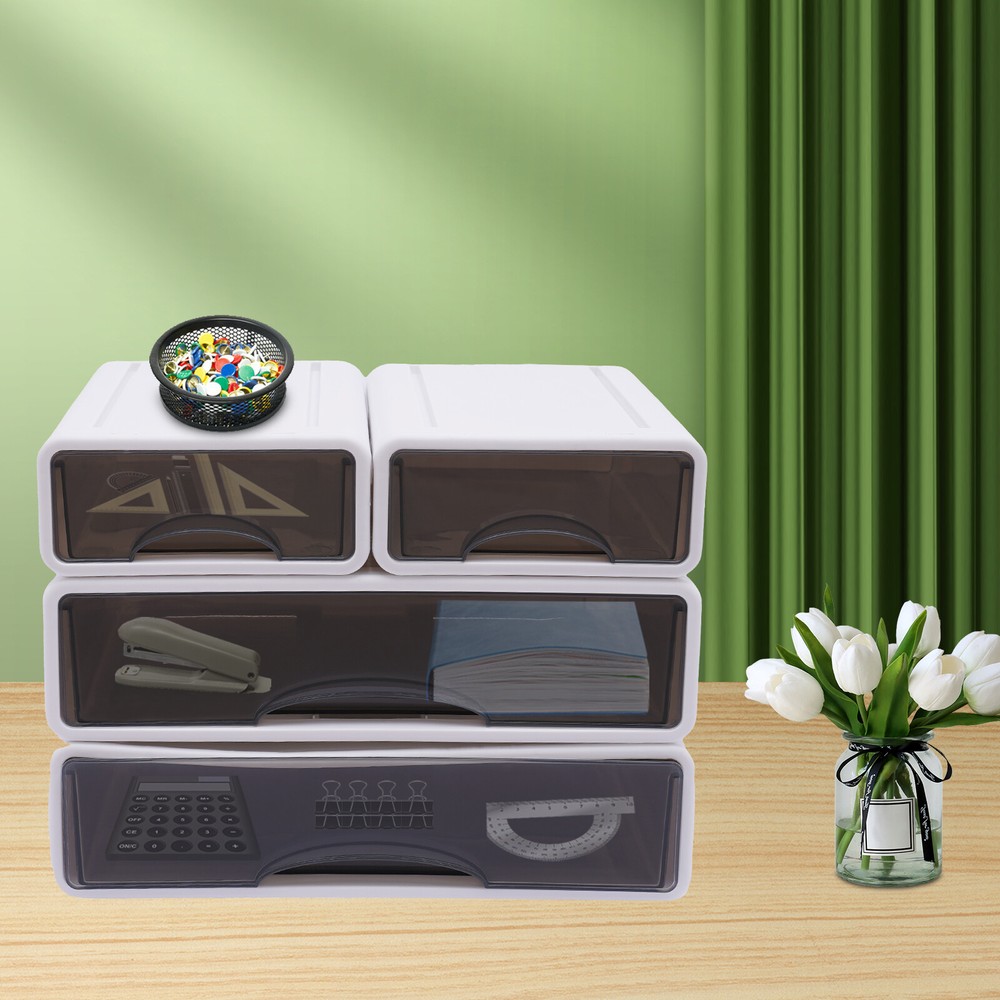 Stackable 4-Drawer Desk Organizer for Neat and Large Storage Solutions