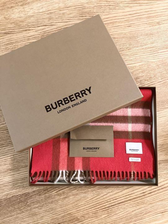 Burberry Nova Check 100 % Cashmere Scarf Red Brown New with Box From Japan