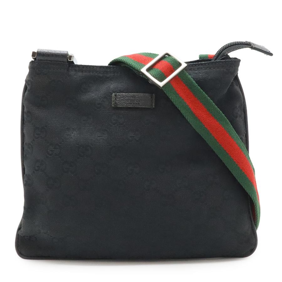 Gucci Gg Canvas Sherry Line Web Shoulder Bag Pochette Crossbody Black Green Red