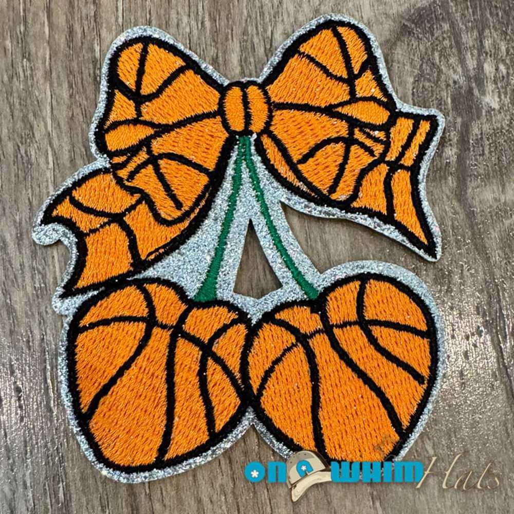 Basketball Cherry Embroidered Iron-On Patch