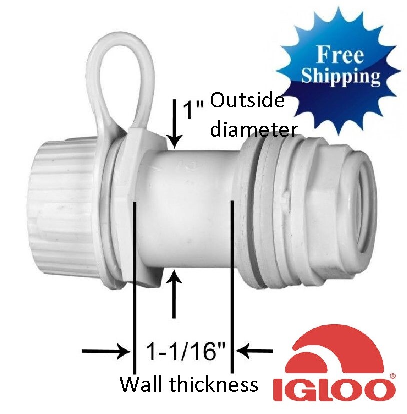 Igloo Cooler # 24011 Threaded Drain Plug Screw Cap Replacement Parts Kit