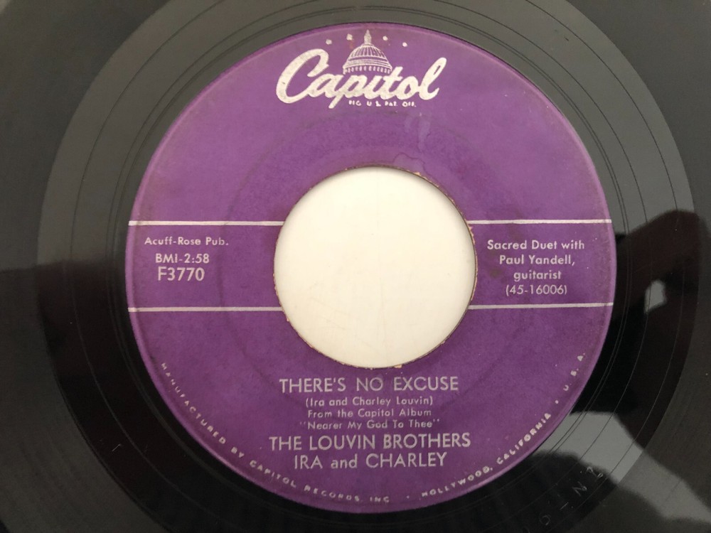 '57 Country Gospel Bop 45 LOUVIN BROTHERS There's No Excuse CAPITOL hear
