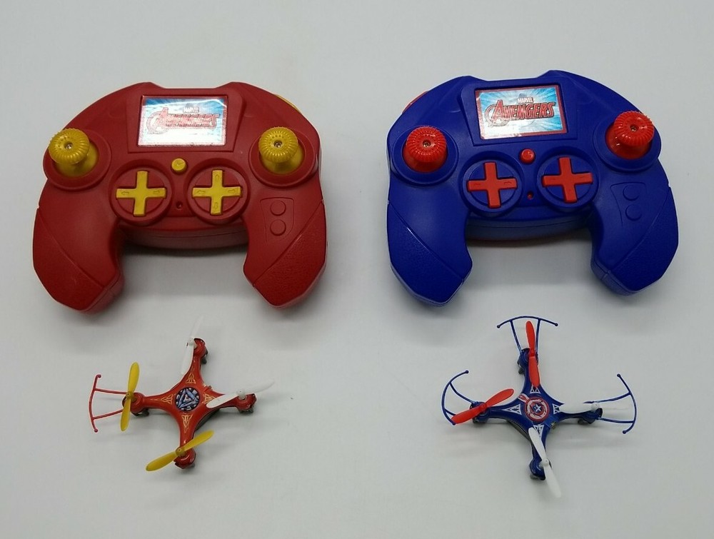 World Tech Toys Marvel Avengers Red & Blue Micro 2 Drone Lot RC Quadcopter AS IS