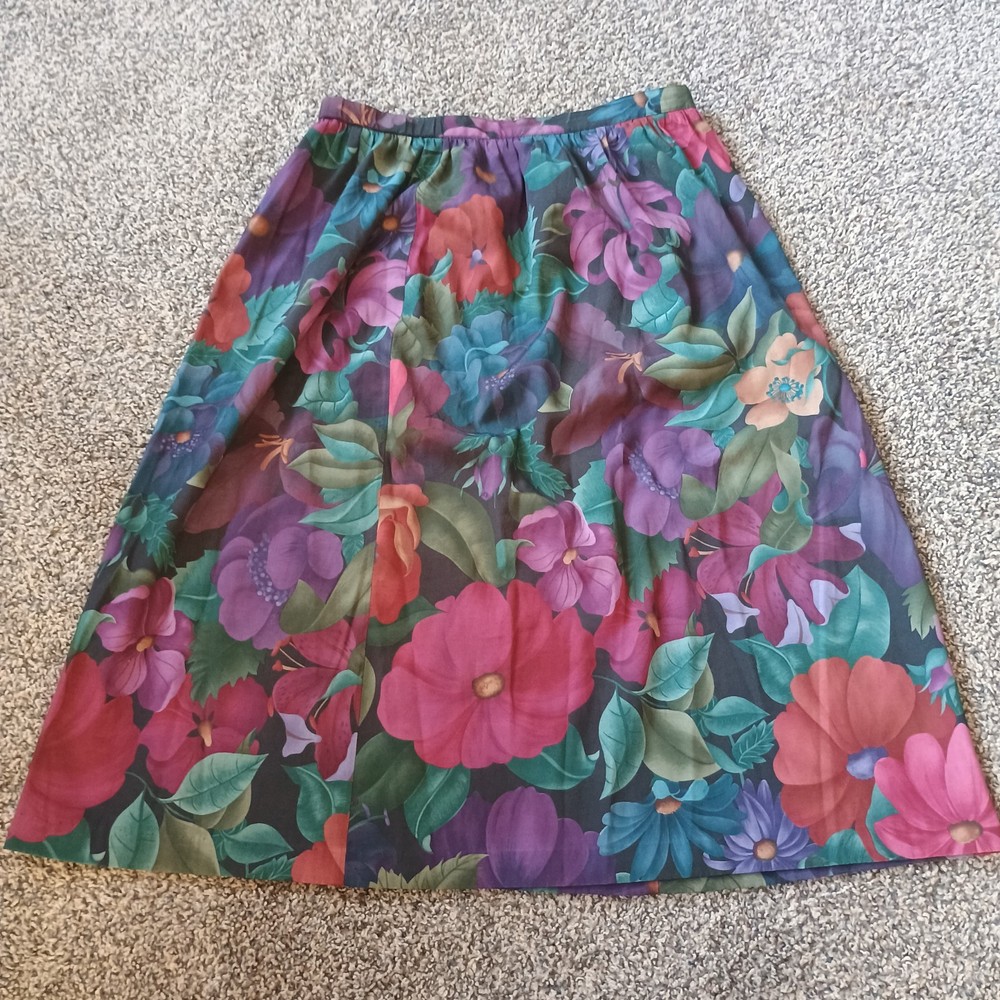 Alfred Dunner Petite Vintage Floral Tropical Skirt Size 10 USA Cute Teacher