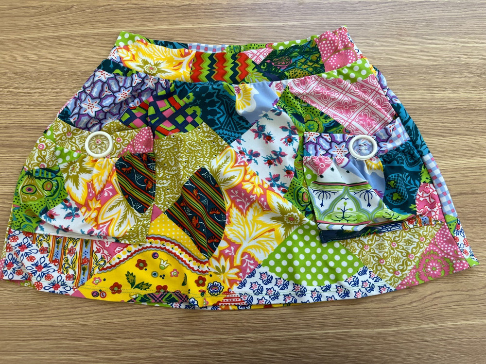 Vintage Lucky Brand Swim Skirt Womens Patchwork Boho Floral Print Y2K Size XS/S
