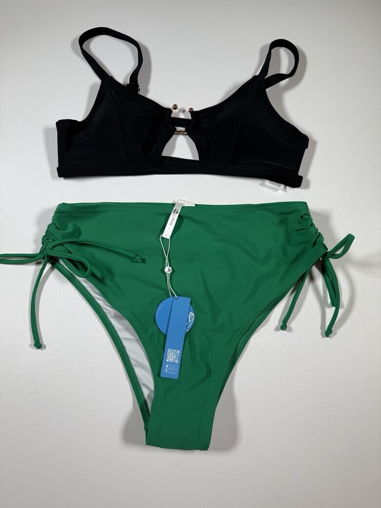 CUPSHE Bikini Set for Women Two Piece Swimsuits Cut Out High Waisted Scoop Sz L