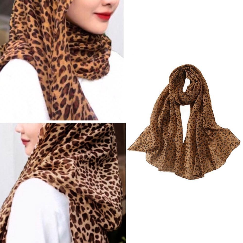 Long Silk Scarf Women Lightweight Leopard Print Chiffon Scarf For Spring H1K9 #'