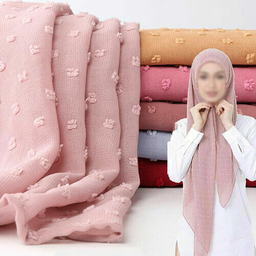 Elegant Plain Chiffon Hijab Scarf for Women Muslim Head Wrap-image
