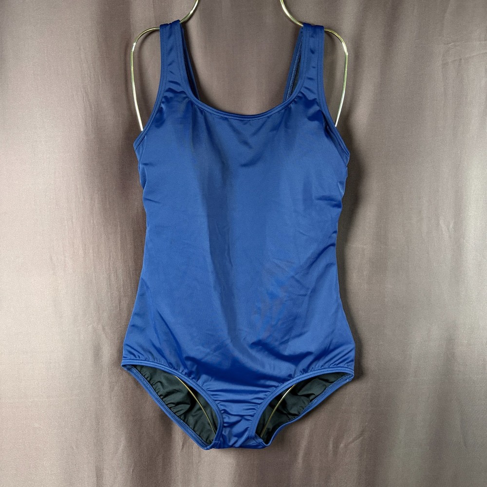 Lands' End Women's 8, 8DDD, Deep Sea Navy Tugless Low Leg One Piece Swimsuit  Pl